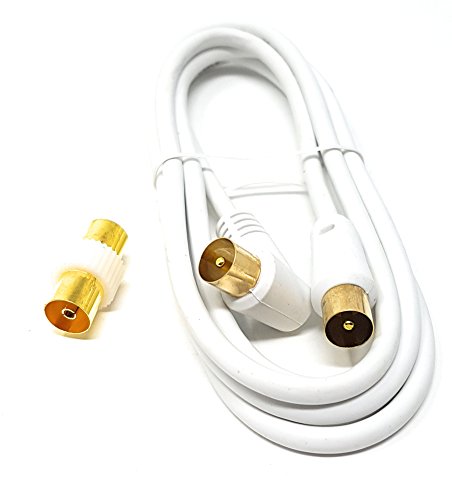 Maincore2m long Right Angle TV/AV Aerial Antenna Coaxial Cable Lead with Coupler