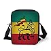 Produktbild Rasta,Judah Lion with a Rastafari Flag King Jungle Reggae Theme Art Print Decorative,Black Green Yellow and Red Print Kids Crossbody Messenger Bag Purse