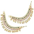 Ervio Earchains Gold Plated Three Layer Long Bridal Wedding Festival Moti Pearl Ear Chain Champaswaralu kan chain Earchains Ear Chains For Hair Jhumka Jhumki Traditional Earrings For Women Girls