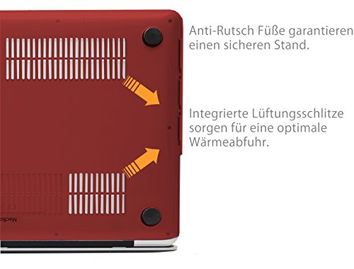 MyGadget Macbook Pro Retina 13 Zoll *gummierte Schutz Hülle* (Ende 2012 – Mitte 2016 Modelle) Plastik Schutzhülle Gummi Hartschalen Cover Bordeaux Rot - 4