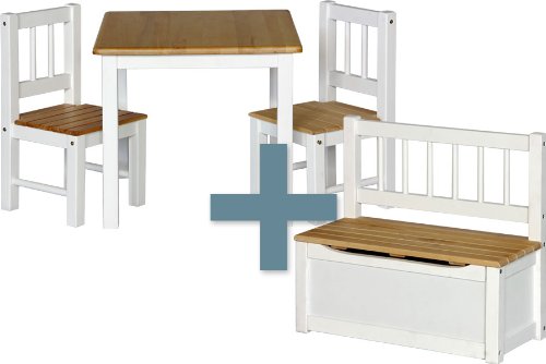 IB-Style - Children's seating area NOA | 3 combinations | 2 chairs + 1 table + 1 cheast bench | table and chair set toybox bench nursery furniture kids