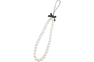 DORART Chaîne Bijoux de Telephone Portable, Bracelet en Perles Pendentif de Téléphone Anti Perte Collier en Résine à Suspendre Lanière de Perles avec Noeud Noir Dragonne pour MP3 Disque Porte-clé Femme