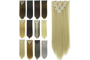 IMISSU 7 szt. Zestaw długich prostych włosów doczepianych do włosów Naturalna treska do przedłużania włosów na całą głowę dla kobiet (Brudny blond)