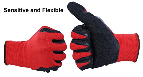 Gartenhandschuhe, OZERO Nitril-Arbeitshandschuh mit Nylonschale für Landwirtschaft, Lager, Reparatur – Bequemer Sitz – Ultimater Halt und leichtes Gewicht für Männer und Frauen – 6 Paar-Pack (Extra Groß) - 8