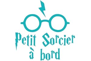ADZIF.BIZ LE STICKER DE DECORATION Sticker Bébé à Bord - Petit Sorcier à Bord - Dimensions 15 x 15 cm - Couleur Turquoise - Aspect Brillant - Protection Anti UV