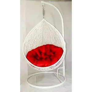 DMosaic Hanging Swing Chair with Cushion & Hook/Color White for 1 Outdoor/Indoor/Balcony/Garden/Patio