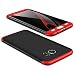 Produktbild JMGoodstore Hülle Kompatibel Samsung Galaxy S6 Edge,+Panzerglas Displayschutzfolie,3 in 1 Ultra Dünn 360 Full Body Anti-Kratzer Hart PC Skin Glatte Rückseite Bumper Rot+Schwarz