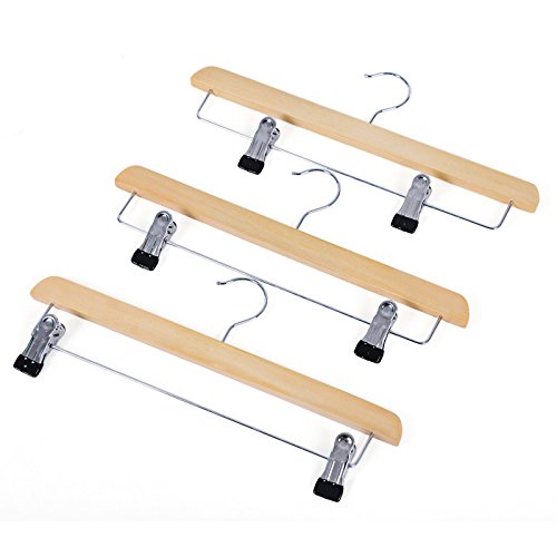 Songmics 8 x Holz Kleiderbügel Hosenspanner Hosenbügel für Hosen/Röcke rutschfest aus Schima-Holz 35,5 cm CRW008-8 - 4
