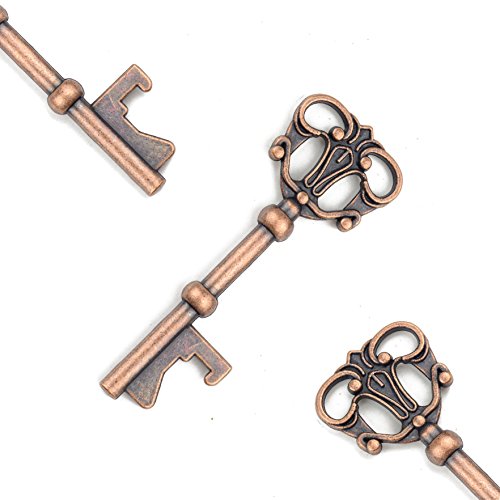 makhry 50 Hochzeit braun Kraftpapier Geschenkanhänger Rechteck Tags mit 50 Vintage Skelett Flaschenöffner 30 Füße natur Jute Bindfäden, Ex-Large - 4