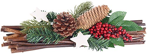 Britesta Weihnachtsgesteck: Handgefertigtes Weihnachts- & Adventsgesteck, echte Tannenzapfen, 30cm (Künstliche Adventsgestecke)