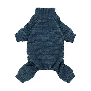 Fitwarm Turtleneck Knitted Dog Sweater Puppy Pajamas Thermal Doggie Winter Clothes Knitwear Pet Coats Cat Apparel Blue Small