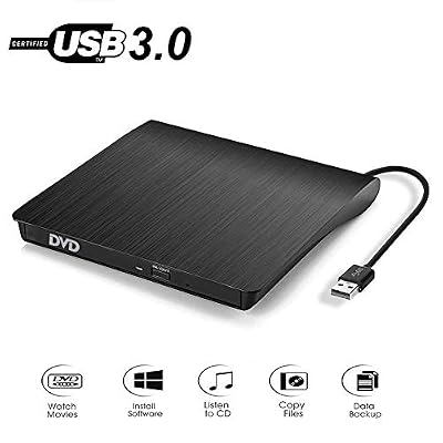 BEVA Lecteur CD DVD Externe USB 3.0, Graveur CD DVD Externe CD / DVD, Enregistreur Portable RW/ROM, Transmission Rapide pour Windows 10 / 8 / 7 / XP / Vista / Linux / Mac OS
