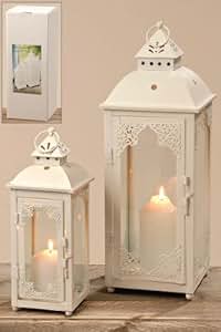 2 Stk Laternen Metall weiß Metalllaternen Dekolaterne Metalllaterne