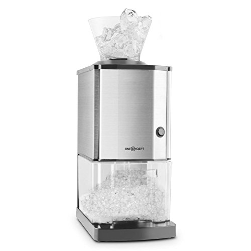 oneConcept Icebreaker Eiscrusher Eiszerkleinerer (bis 15 kg / h, 3,5 Liter Auffangbehälter, Edelstahl-Gehäuse) silber