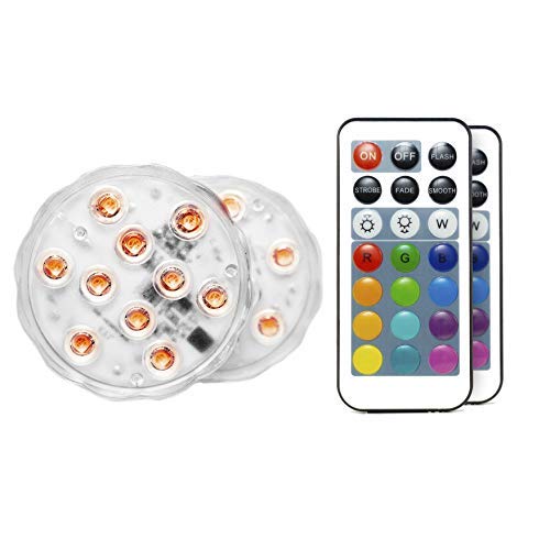 MHB EFX Luces LED sumergibles para Piscina, Luces LED Impermeables flotantes bajo el Agua para Piscina, Jacuzzi, Estanque, Fuente, Cascada, Acuario, SPA, Fiesta, Base de jarrón, Navidad, Paquete de 2