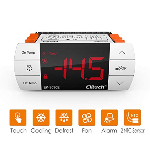 Elitech STC-1000 Controlador de temperatura digital de -40?-99?, Termostato Digital Calefacción y Refrigeración ek-3030e, Descongelación forzada, IP65, Botón táctil, ?Garantía de 12 meses?
