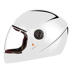 Steelbird SBH-21 Wiz Reflective ABS Material Shell Full Face Helmet with Plain Visor (Medium 580 mm, Dashing White)