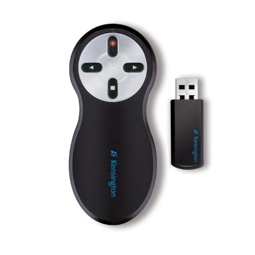 Kensington 33374EU Wireless 2.4 GHz USB Presenter and Red Laser Pointer, Compatible with PowerPoint and KeyNote - Black