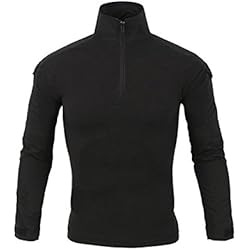 LANBAOSI Chemise de Combat Militaire Homme Airsoft Shirt Tenue Camouflage Uniforme Tactique Séchage Rapide à Manches imperméables Noir Small