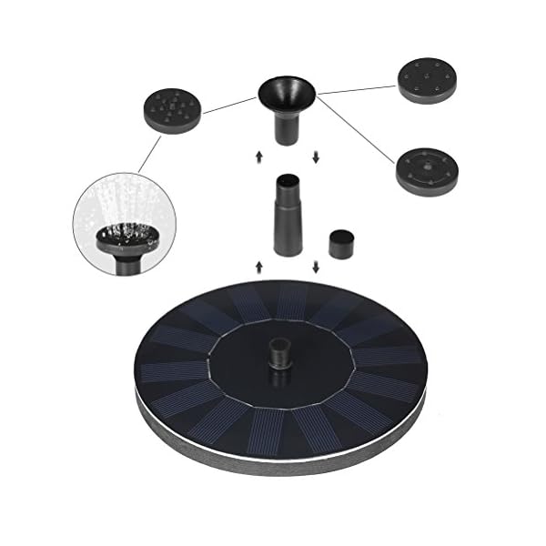 Yardwe Pompa Fontana Solare 7V 1.4W Solare Pompa laghetto da Giardino Pompa Acqua Pompe per Fontane da Giardino per…