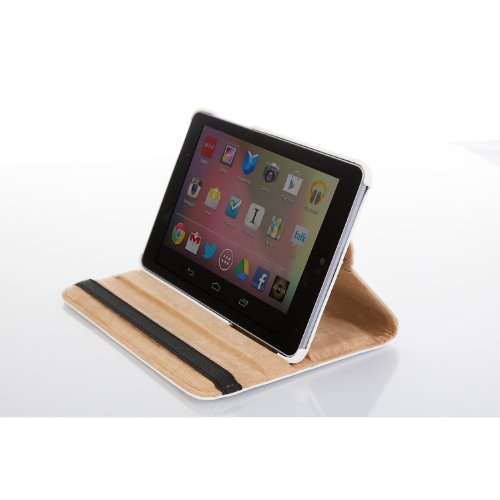 JAMMYLIZARD | 360 Grad rotierende Ledertasche Hülle für Nexus 7 2012 (1. Generation), WEIß - 4