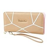 Bfmyxgs Stilvolle Walle für Frauen Mädchen Dame Lange Reißverschluss Geldbörse Geometrische Muster Handytasche Große Kapazität Kartentasche Handytasche Clutch Bag Geldbörse Handtasche