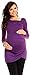 Zeta Ville - Women's Maternity Stretch Tunic Top with Pleats Long Sleeves - 941c (Purple, 14)