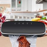 ✔ Sellador al vacío El sellador al vacío también se puede usar para proporcionar espacio adicional en el refrigerador mediante un empaque hermético, que es versátil, cómodo y que se puede salvar con el aspirador.