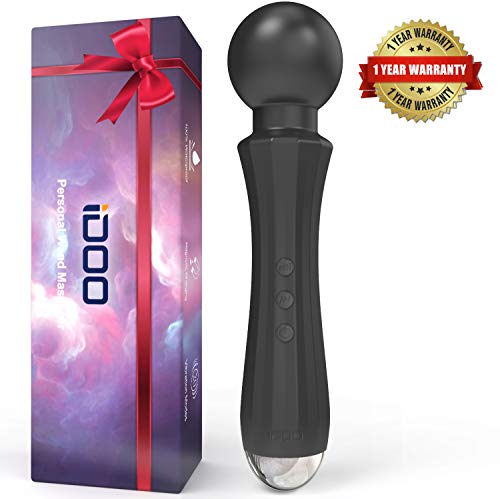 iDOO Wand Massager Wireless Handheld Personal Body Therapeutic Massager with 8 Powerful Vibrating Speeds and 20 Modes Cordless Magic Electric Massage Waterproof Portable Rechargeable Black