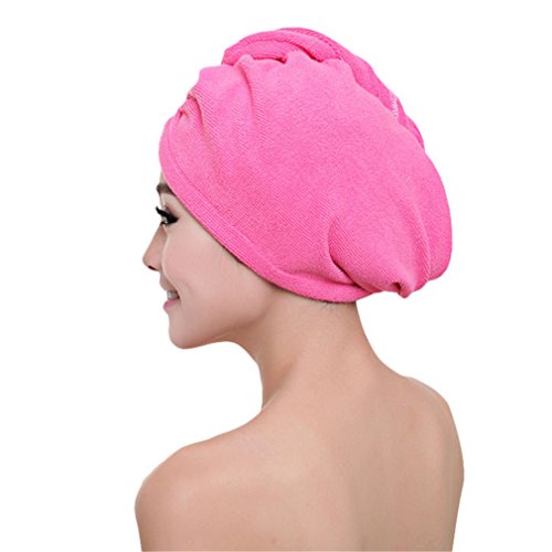 Kolylong Hair-Drying Cap Fashion Women Absorbent Microfiber Towel Turban Bathrobe Hat (A)