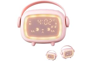 VABOO Despertador Digital Infantil, Reloj Despertador Recargable con luz Nocturna LED y Función Snooze, Wake up Light Despertador Luz de Noche, Reloj Despertador Silencioso para Niños,Niña