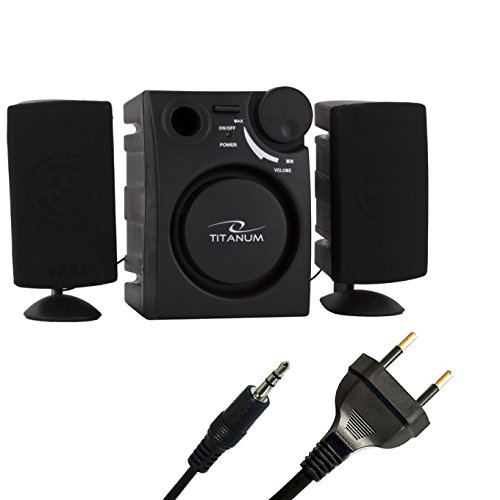 Titanum CANTO 2.1 Multimedia Lautsprecher System â”‚ Computer Boxen mit Subwoofer und LautstÃ¤rke-Regelung