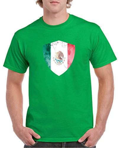 Comedy Shirts – Mexico Trikot – Wappen: Groß – Wunsch – Herren T-Shirt – Grün / Weiss Gr. L