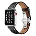 Produktbild BZLine® Armband für Apple Watch 42mm Series 1, Series 2, Series 3, Echtes Butterfly Schnalle Leder Uhrenband Erstatzband Strap Uhrenarmband für iWatch Apple Watch 42mm (Schwarz)