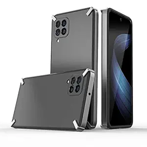 KINSHU X-Four Bumper Case Straight Edge 3-in-1 Phone Case for Samsung Galaxy F62 (Black)