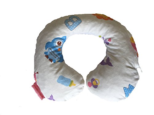 merrymama- Padded Headrest in Bio Spelt Husks, 18/36 months, Zoo White Background