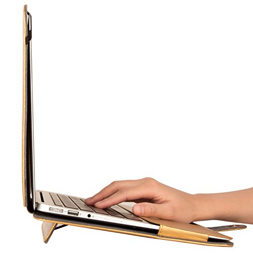 MOSISO Premium Qualität PU Leder Schutzhülle Tasche Hülle Sleeve Aktentasche Case für MacBook Air 13 Zoll (A1369 / A1466), Gold - 5