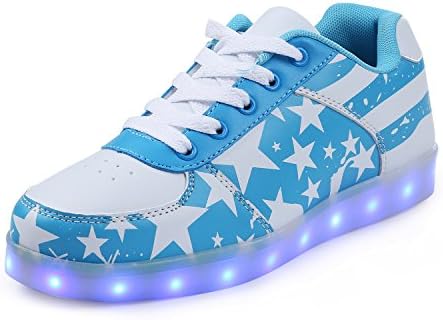 SGoodshoes LED Shoes Women's Men's 8 Colors USB Rechargable Sneakers Light up Sport Shoes Trainers Flashing LED Luminous Lights Couples Shoes/ Blue 46