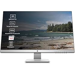 HP 27q - Monitor de 27" (QHD, 2560 x 1440 Pixeles, Tiempo de Respuesta de 2 ms, 1 x HDMI, 1 x DVI-D, 1 x DisplayPort 1.2, 16:9) Negro y Blanco