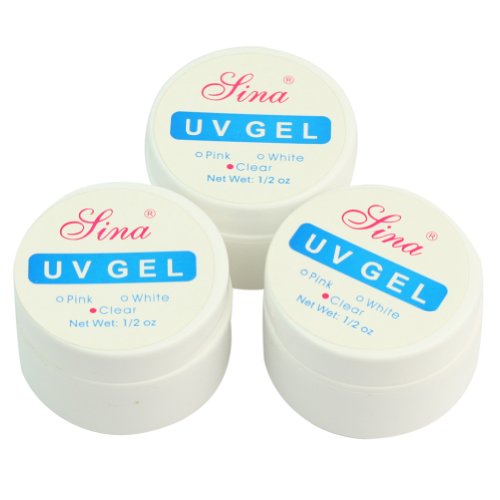 3 X Transparent Clear Acrylic False Nail Art Manicure UV Builder Gel Tips Glue