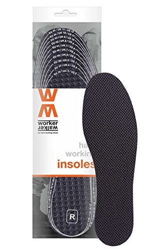 Worker Walker Super Active – breathable shoe insoles for safety and work shoes with odour absorbing carbon filter, 3 layers, made in Europe, all sizes, cut to fit