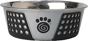 Pet Rageous Fiji 3.75 Cups Stainless Steel Bowl In Light Gray/Black