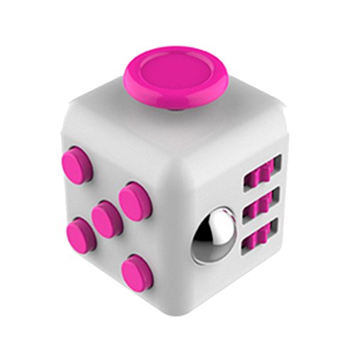 L-FENG-UK Fidget Toy Cube Relieves Stress and Anxiety for Children and Adults(White Pink)