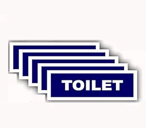 SIGN EVER Toilet Sign Board Combo for School Hotel Restaurant Home Kitchen Office Blue Signage L x H 30 x 10 Cms (Pack of 5)