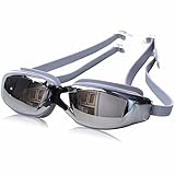 VRTUR Schwimmbrille mit Spiegel/klarem Objektiv UV-Schutz wasserdichter Antibeschlag Verstellbare Gurt Komfort Fit für Unisex Erwachsene Herren Damen Jugendliche