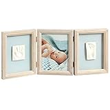 BABY ART - Cadre photo 3 volets avec 2 empreintes My baby touch bois cérusé