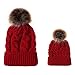 Produktbild Eltern Kind Hut Wärmer Stricken Hut Mutter & Baby Tochter Strickmütze Familie Häkeln Beanie Ski Cap Kunstpelz Ball Einfarbig Cap Herbst Und Winter Ball Von istary