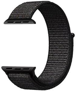 Apple Watch Band,Woven Nylon Sport Loop Replacement Band Wrist Strap with Loop Fastener Adjustable Closure for Watch Series 3,2,1 (42mm, Black)