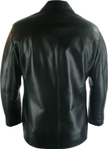 UNICORN Mens Real Leather Jacket Classic Suit Blazer Black #G4