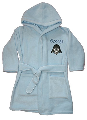 Star Wars Darth Vader Style Personalised & Applique Super Soft Fleece Dressing Gown/Bathrobe (BABY BLUE) (1-2 Years)